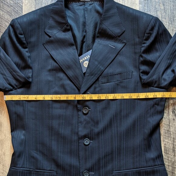Versace Suit Jacket Blazer Black Striped - Picture 7 of 9